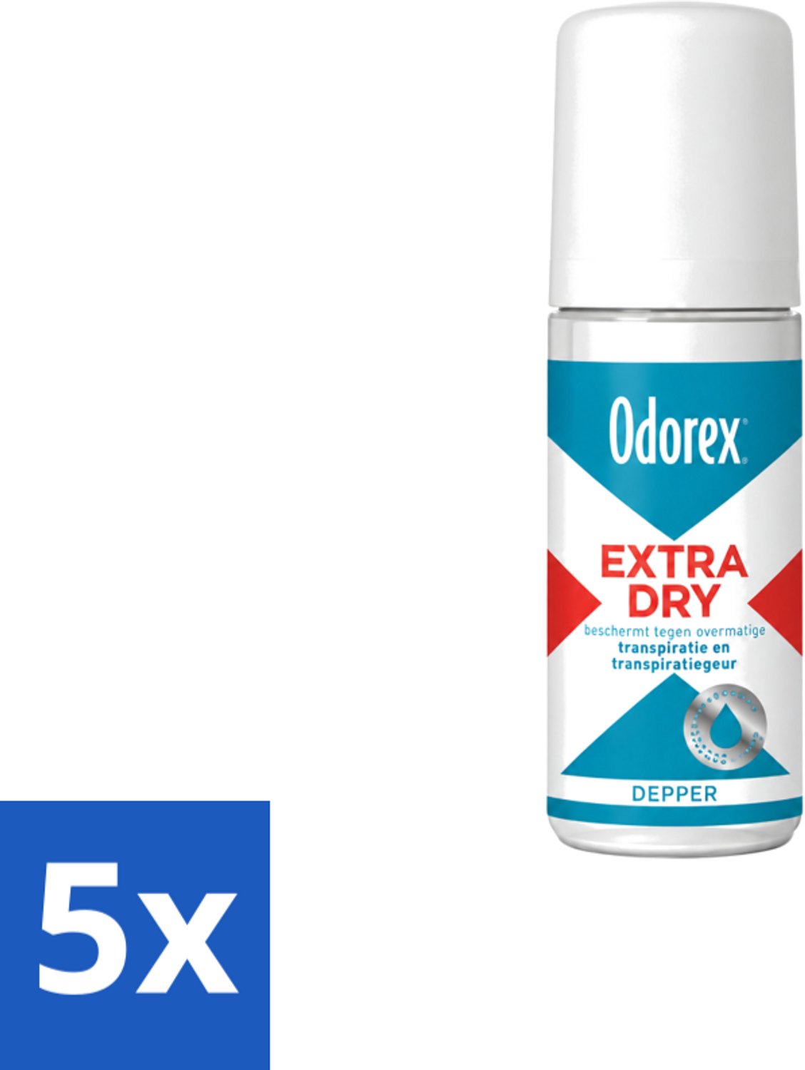 5 x Odorex Depper - Deodorant Roller - Extra Dry - Krachtige Bescherming - 50 ml - Voordeelverpakking - 5 stuks