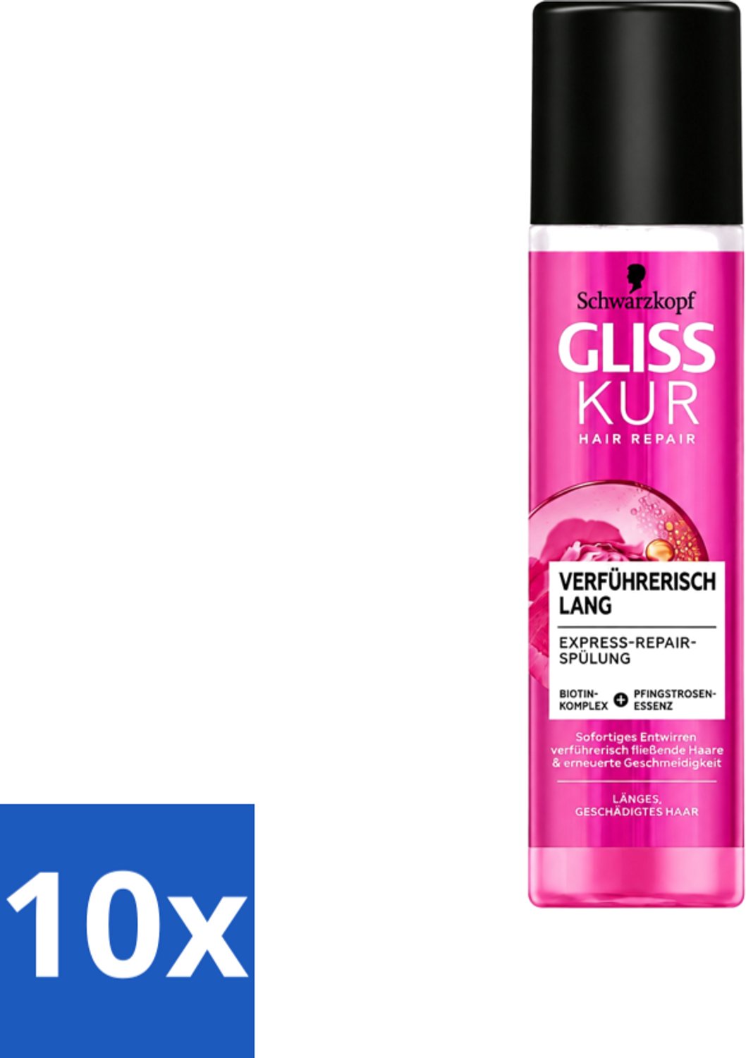 10 x Gliss-Kur - Hair Repair - Long & Sublime - Express Repair Conditioner - 200 ml - Voordeelverpakking - 10 stuks