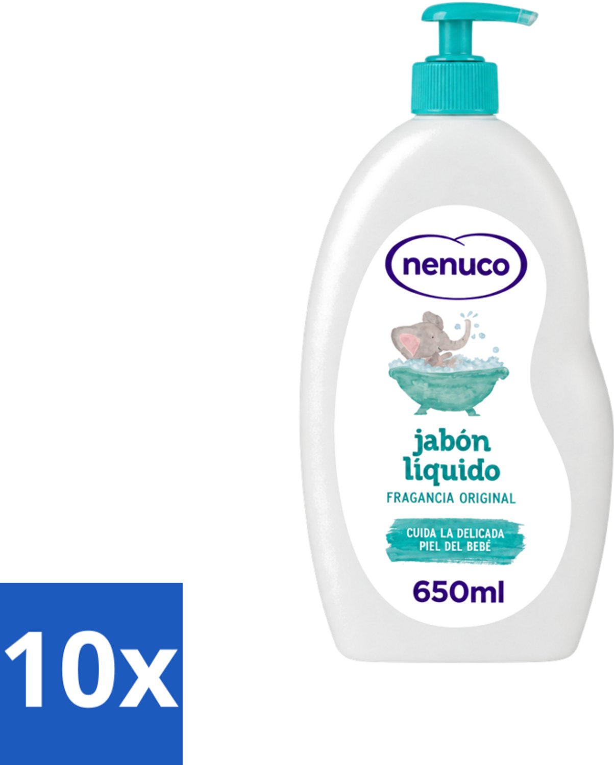 10 x Nenuco - Jabon Líquido - Vloeibare Zeep - Originele Geur - Met Doseerpomp - 650 ml - Voordeelverpakking - 10 stuks