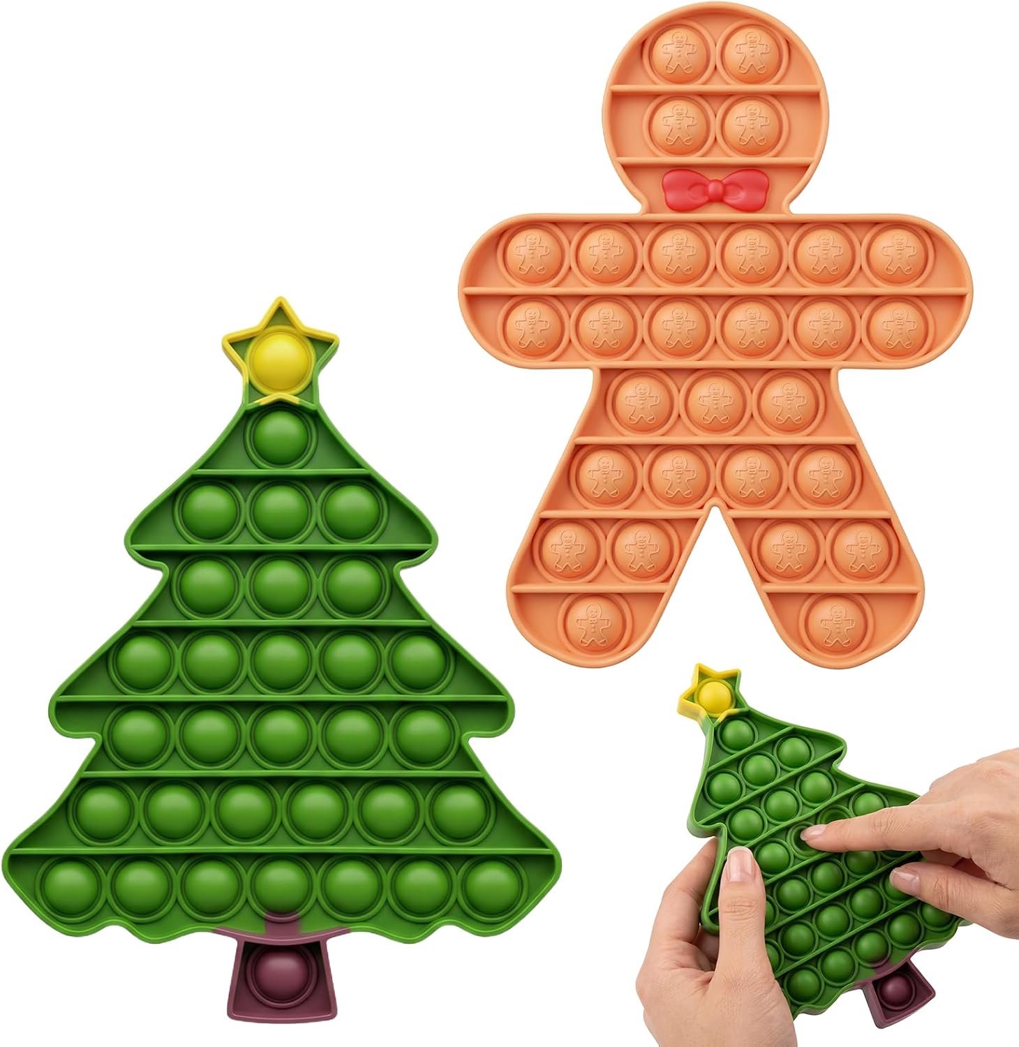 2 Pop It Kerstspeeltjes, Sensorisch Anti-Stress Bubbelspel