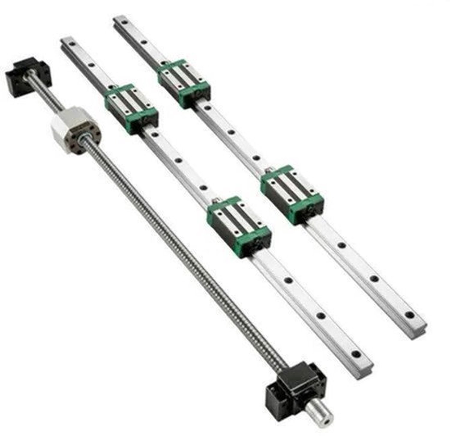 Geleiderail - 2Pcs lineaire geleiderail - koppelstrip set - 1000MM - Slide Block - 4Pcs Slide Blocks RM1605 Kogelomloopspil W/Kogelmoer BF12/BK12 Moer- voor CNC DIY frezen