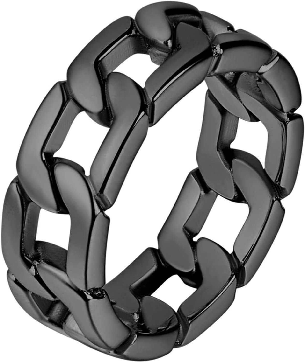 Herenring, zwart, maat 64, schakelring, 6,5 mm breed