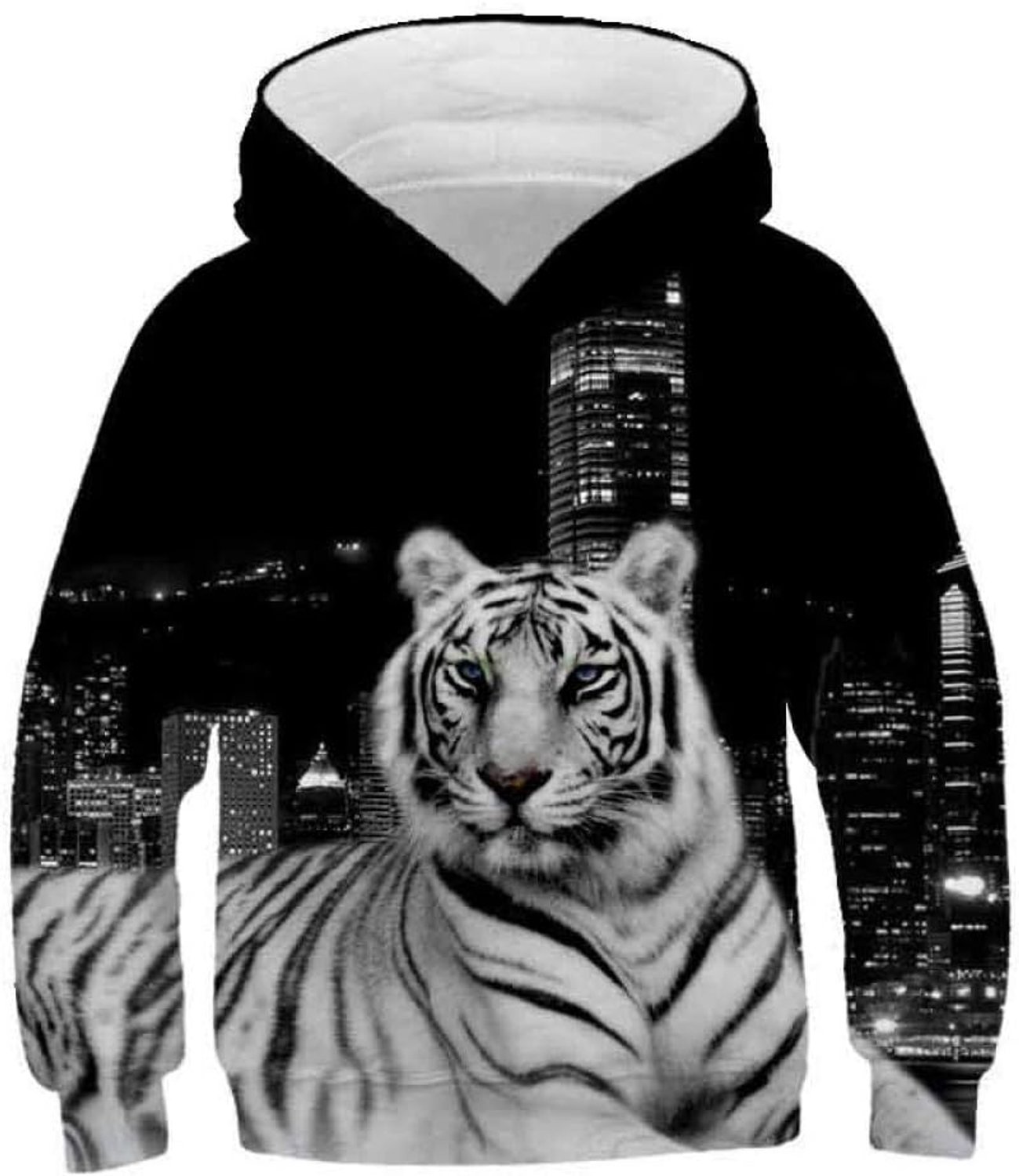 Hoodie 3D Print,3D Tiger Kids Hoodie Jongens Meisjes Dunne Sweatshirt Hoed Tijgerprint Tiener Jongens Meisjes Hoodie Trui