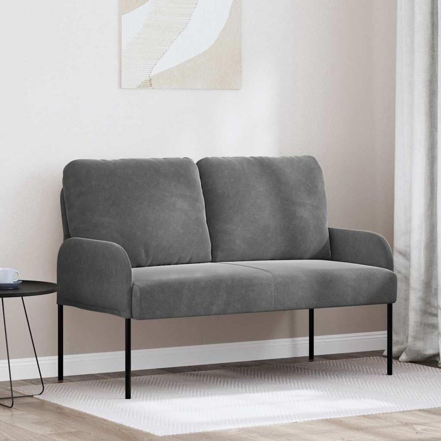 Zitmeubel met rond kussen, 110 cm, donkergrijs, polyester bekleding en robuuste metalen poten voor een moderne woonsfeer