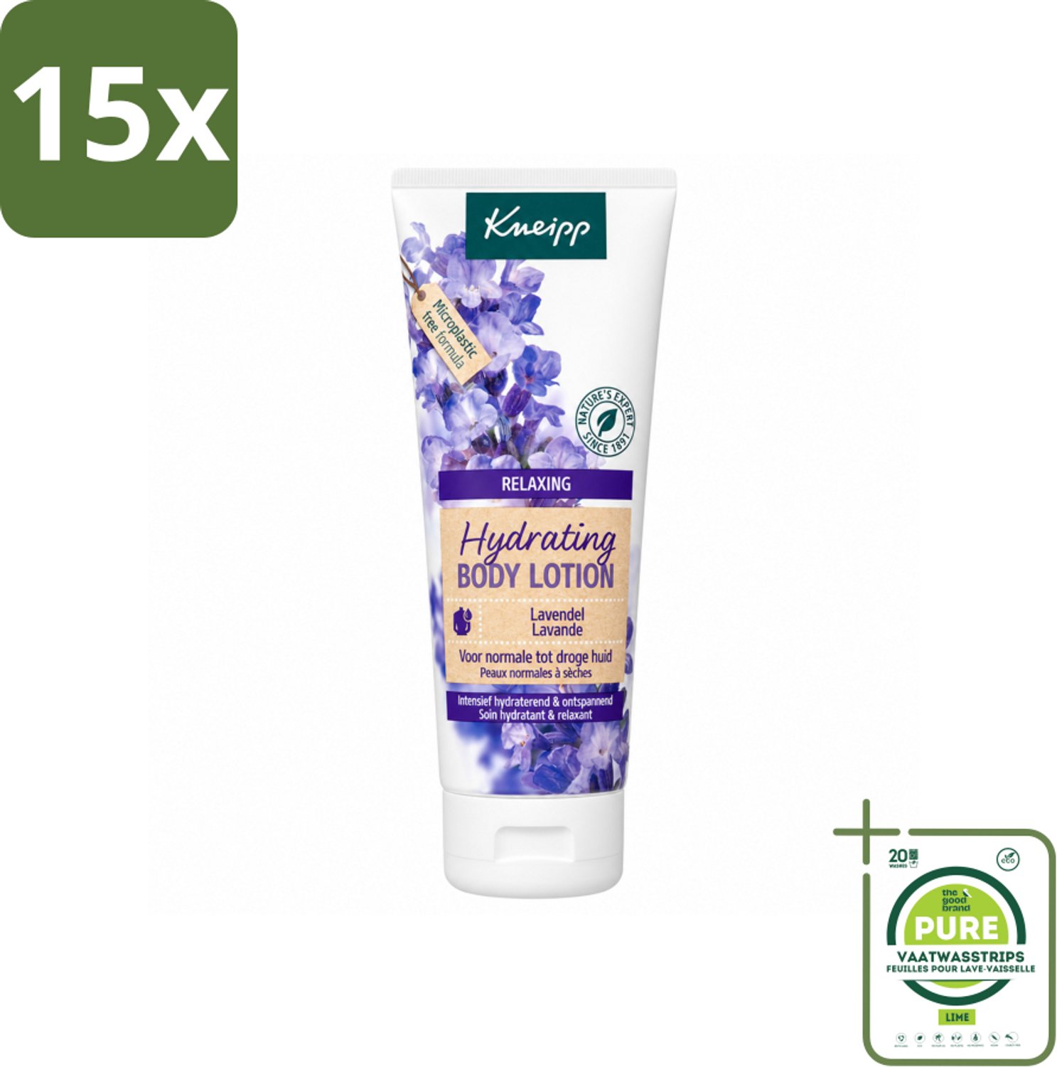 15 x Kneipp - Body lotion - Relaxing - Lavendel - Bloemige geur - 200 ml - Grootverpakking - Vaatwasstrips - Kneipp Bodylotion Lavendel - Ontspannende Bodylotion - Huidverzorging - Rustgevende Geur - Natuurlijke Huidverzorging
