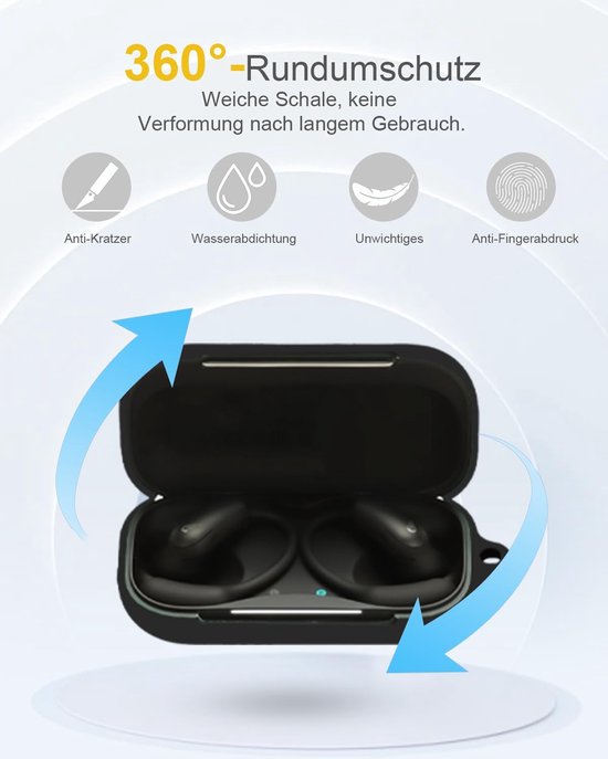 Hoes voor Anker, Soundcore AeroFit 2 Pro, draadloze hoofdtelefoon, zachte siliconen beschermhoes, huidvriendelijk etui met ronde gesp, volledige bescherming, zwart — afbeelding 4