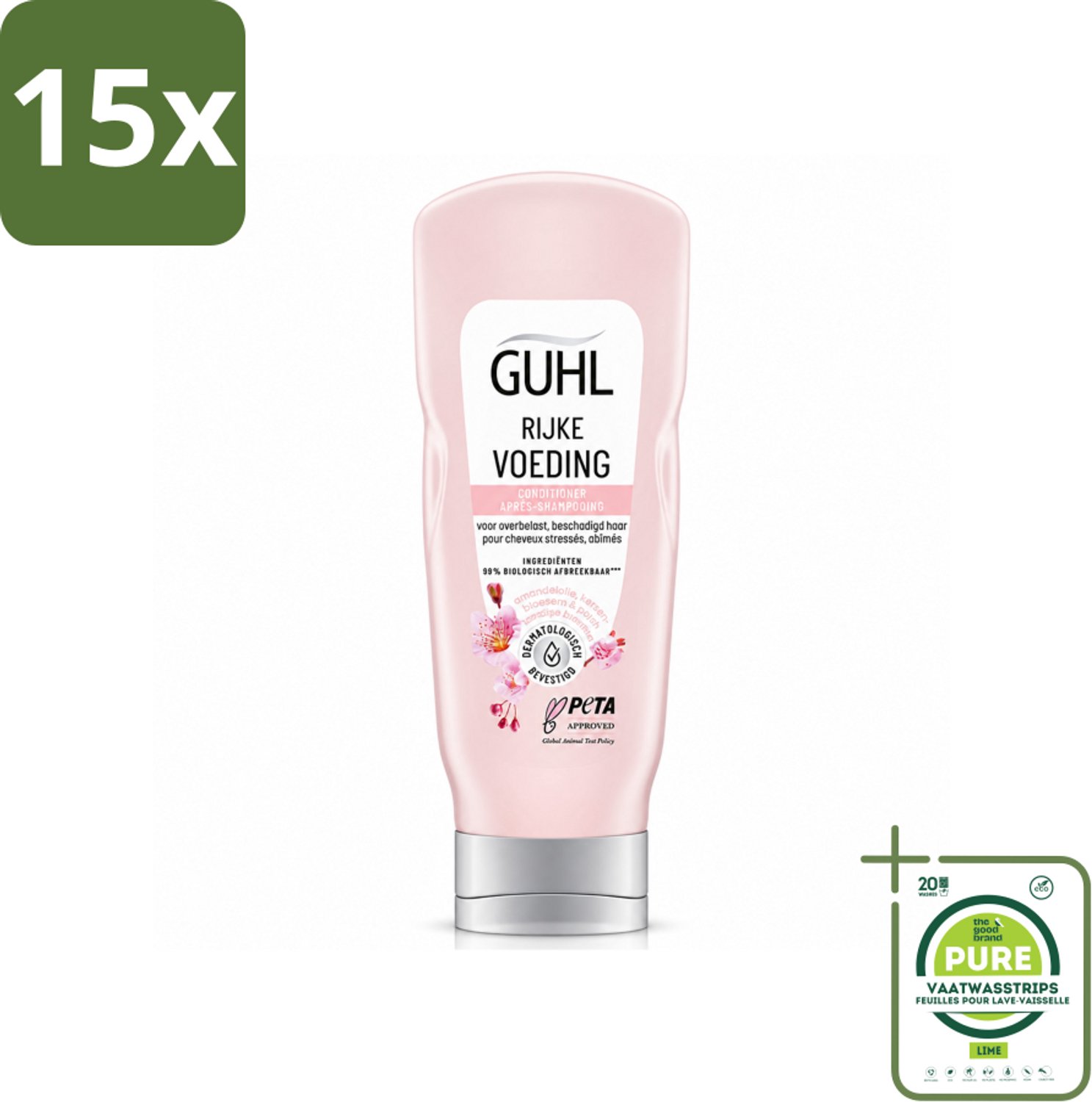 15 x Guhl - Conditioner - Rijke Voeding - 200 ml - Grootverpakking - Vaatwasstrips - Voeding Haar - Herstel Haar - Monoi-olie - Droog Haar - Haarbreuk