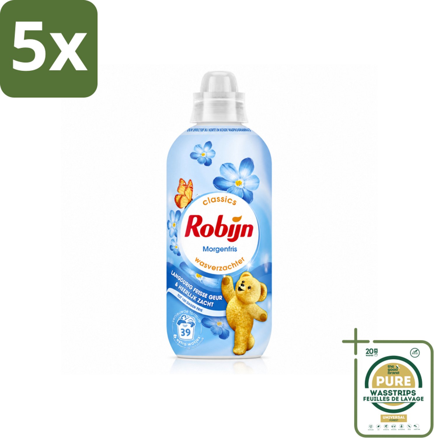5 x Robijn – Wasverzachter – Morgenfris – 780 ml - Wasstrips - Wasverzachter - Wasverzachter Morgenfris - Wasverzachter 780 Ml - Wasverzachter Voor Katoen - Wasverzachter Voor Synthetisch
