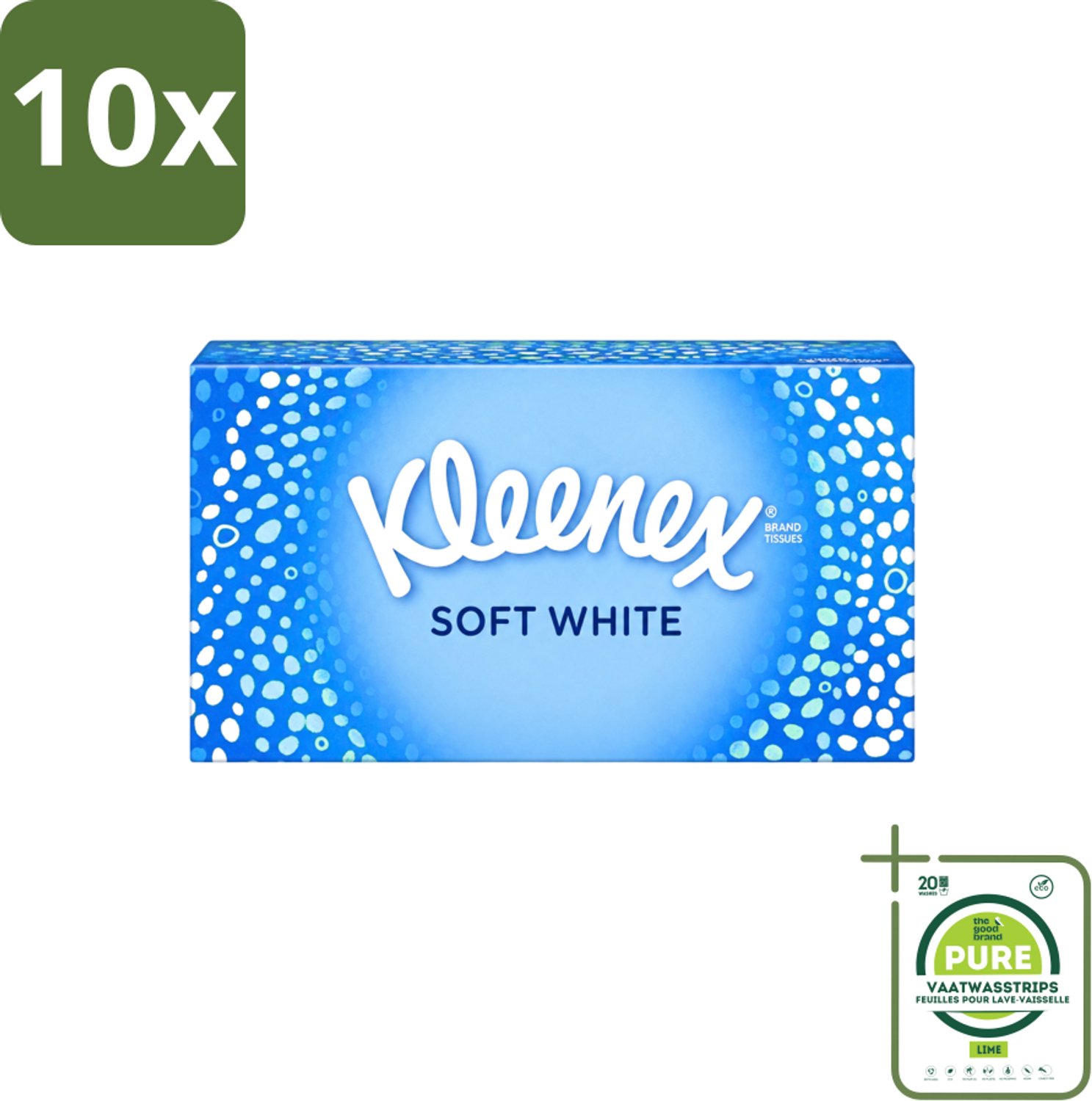 10 x Kleenex - Tissues - Soft White - 70 Tissues - Grootverpakking - Vaatwasstrips - Kleenex Tissues - Tissue - Tissuepapier - Tissue Voor Verkoudheid - Tissue Voor Neus