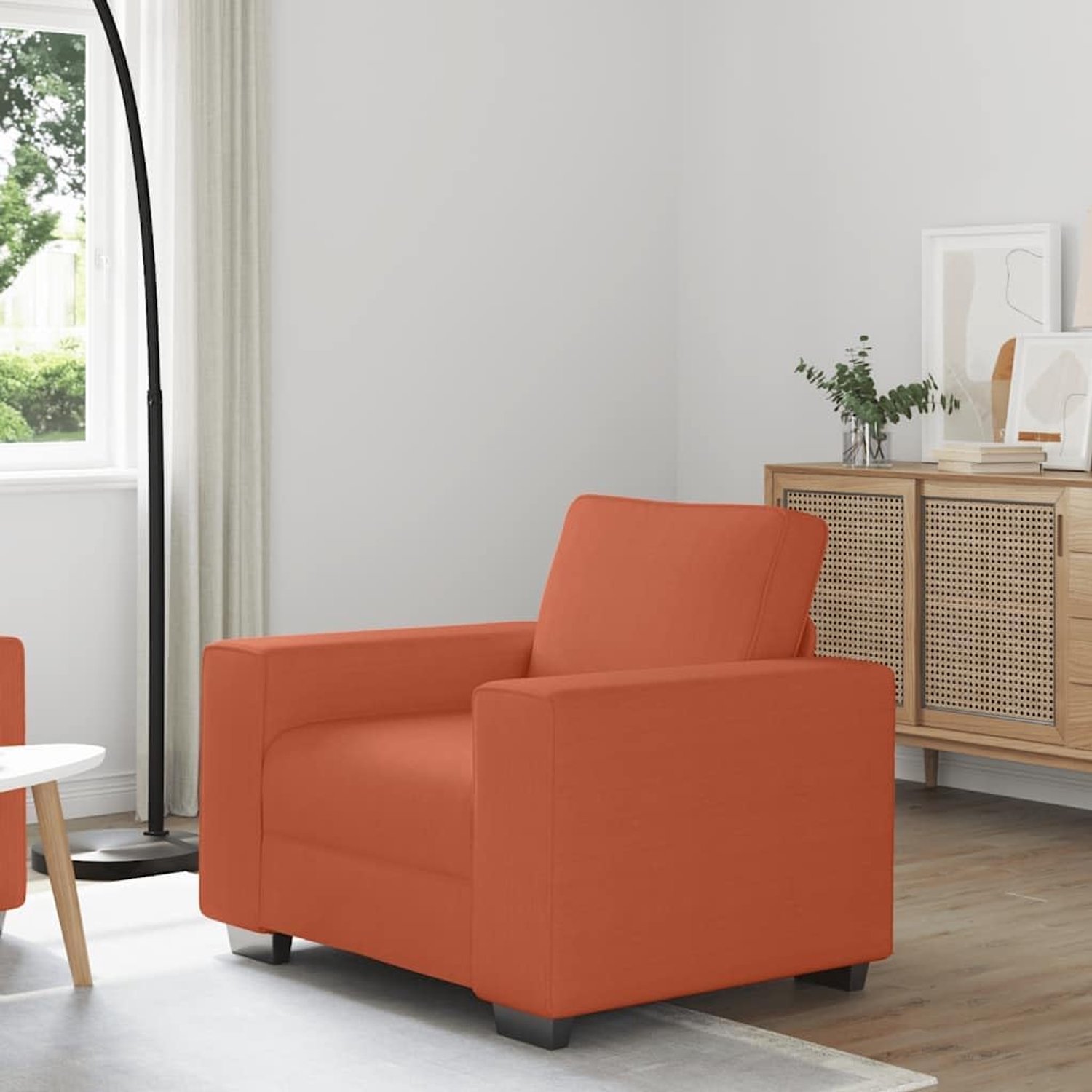 Rood oranje 60 cm corduroy relaxbank met gevoerde schuimrubberen stoelen en gestructureerd design voor woonkamer slaapkamer werkkamer, robuust frame