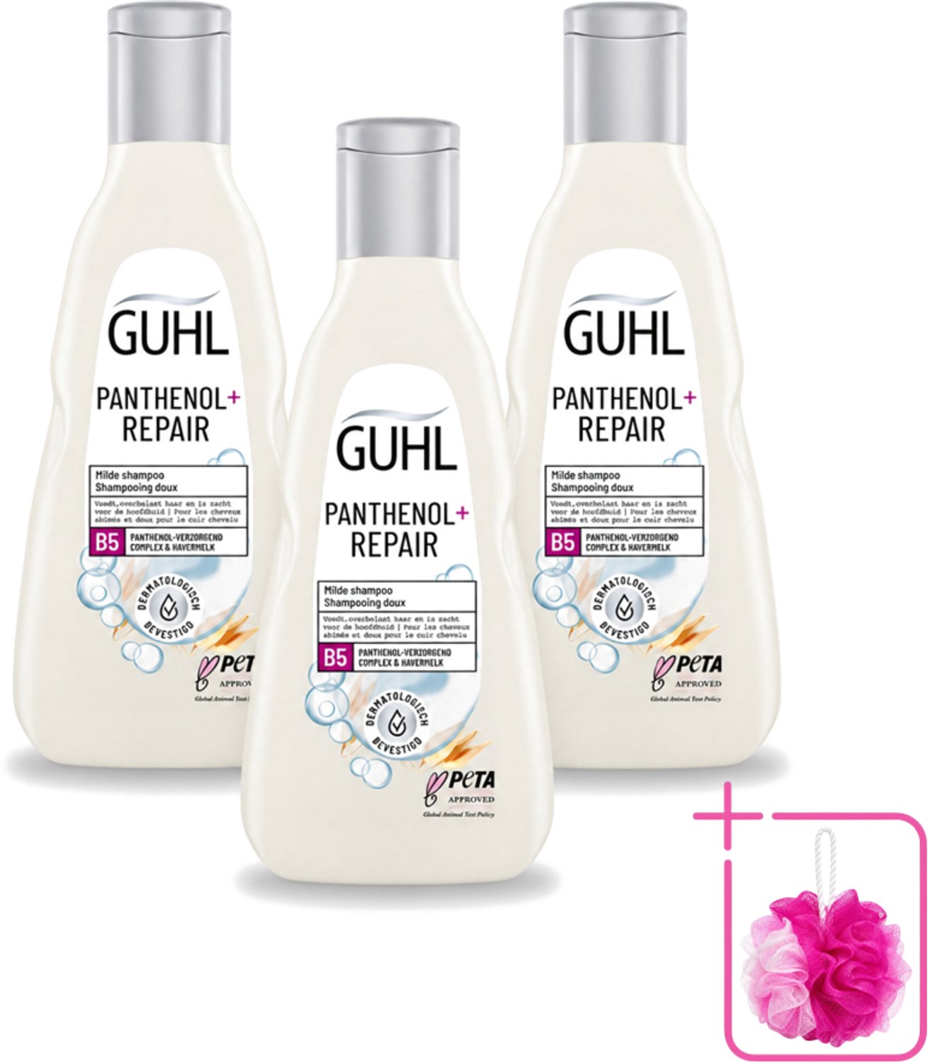 3 x Guhl – Shampoo – Panthenol+ Repair – 250 ml - Bulkverpakking - Hydratatie haar - Douchemop - Herstel shampoo
