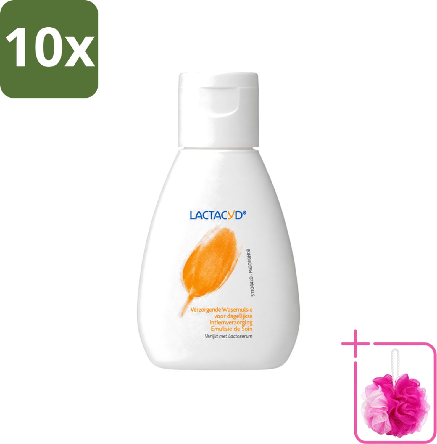 10 x Lactacyd – Verzorgend – Mild en pH-vriendelijk – 50 ml - Bulkverpakking - Intieme verzorging - Douchemop - Wasemulsie