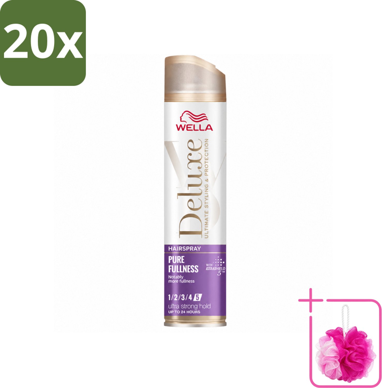 20 x Wella – Deluxe Pure Fullness – Haarspray – 250 ml - Bulkverpakking - Haarspray - Douchemop - Volume