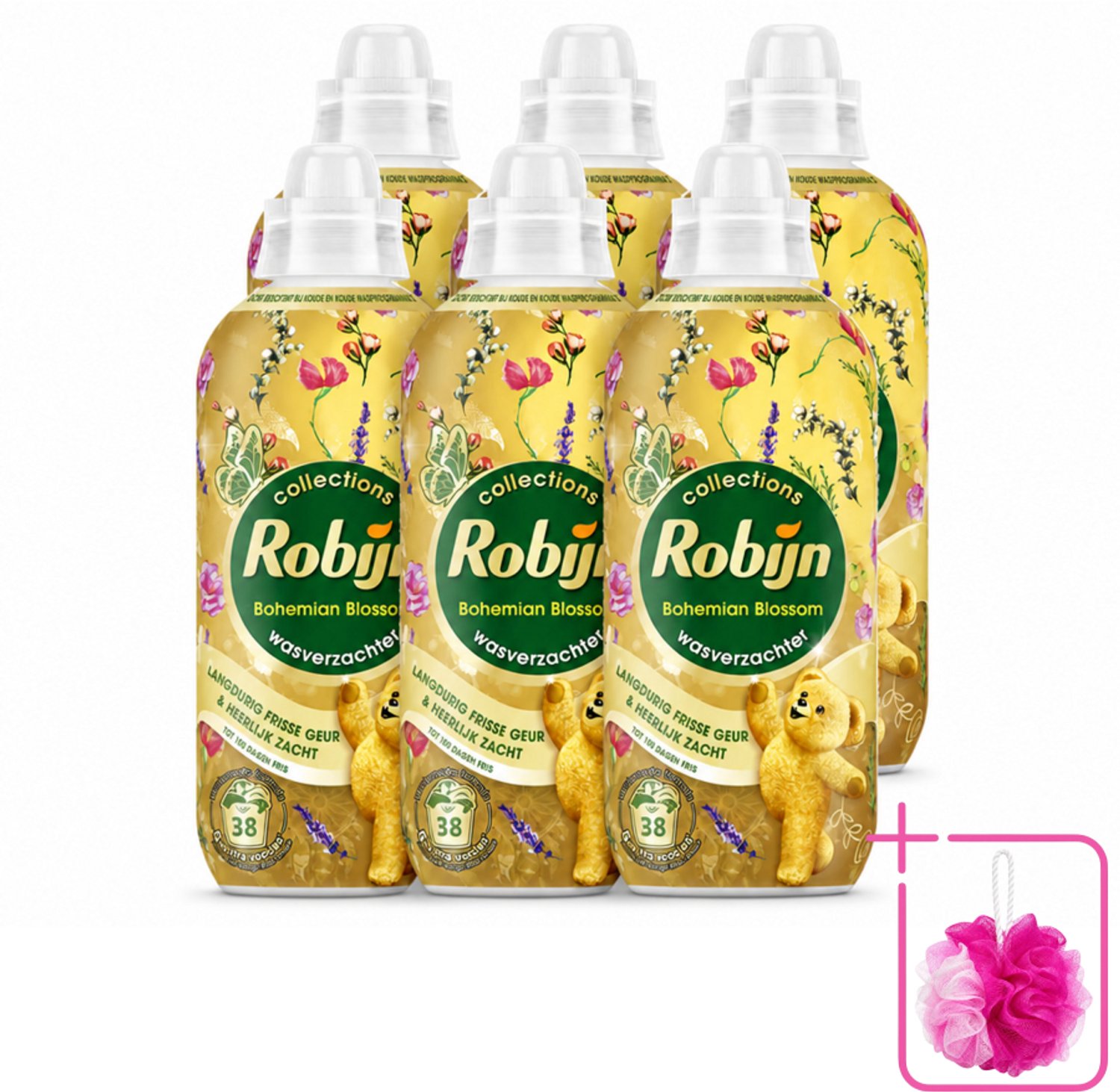6 x Robijn – Wasverzachter – Bohemian Blossom – 765 ml - Bulkverpakking - Wasverzachter - Douchemop - Bloemige geur