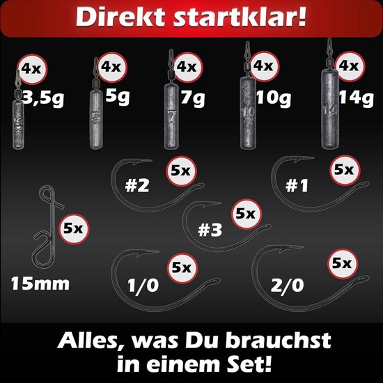 Merkloos Dropshot Lood Set - 25 Delig met Box (3.5-14g) — afbeelding 4