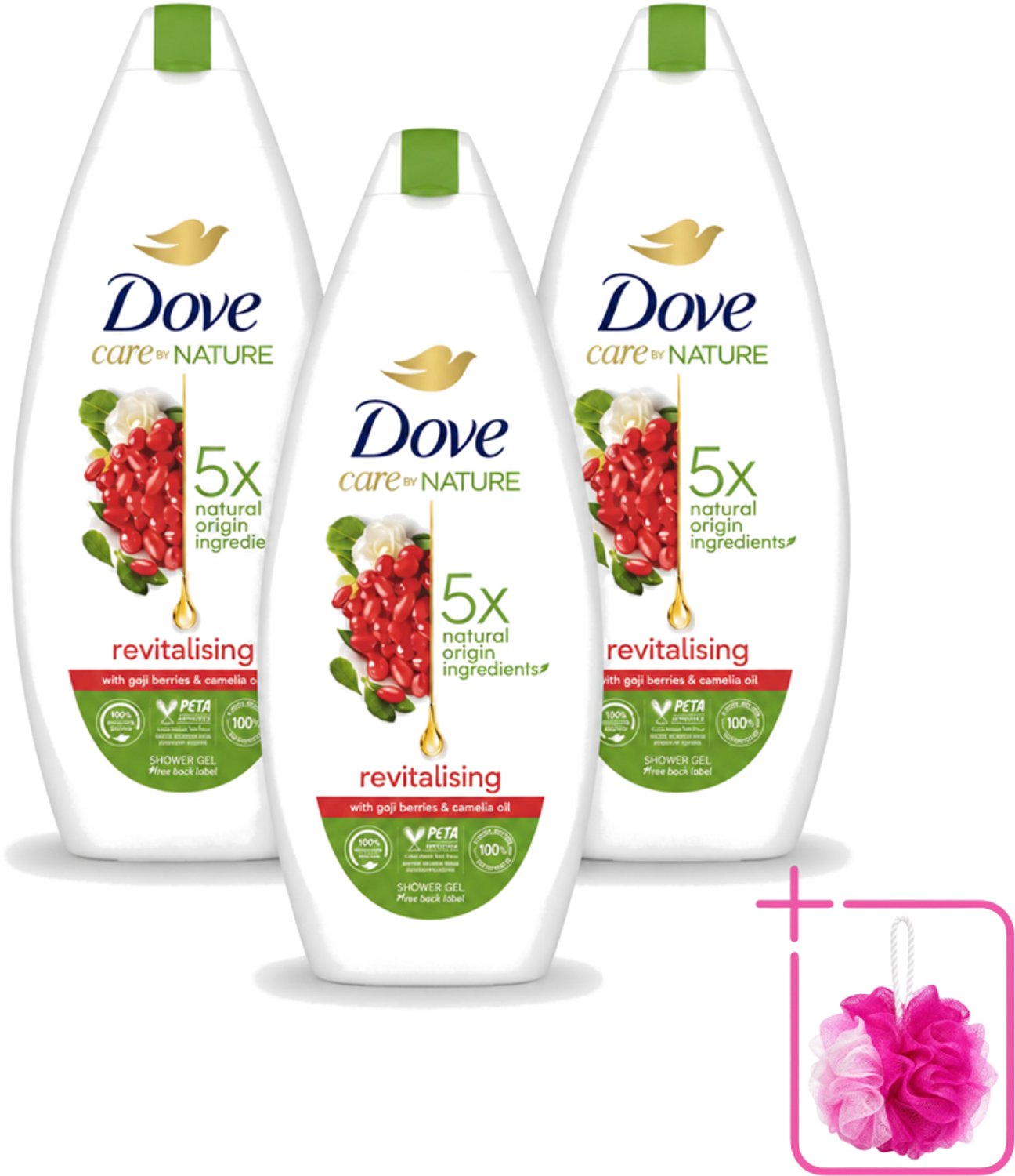 3 x Dove - Douchegel - Revitalising - Verfrissend - 225 ml - Bulkverpakking - Douchegel - Douchemop - Huidverzorging