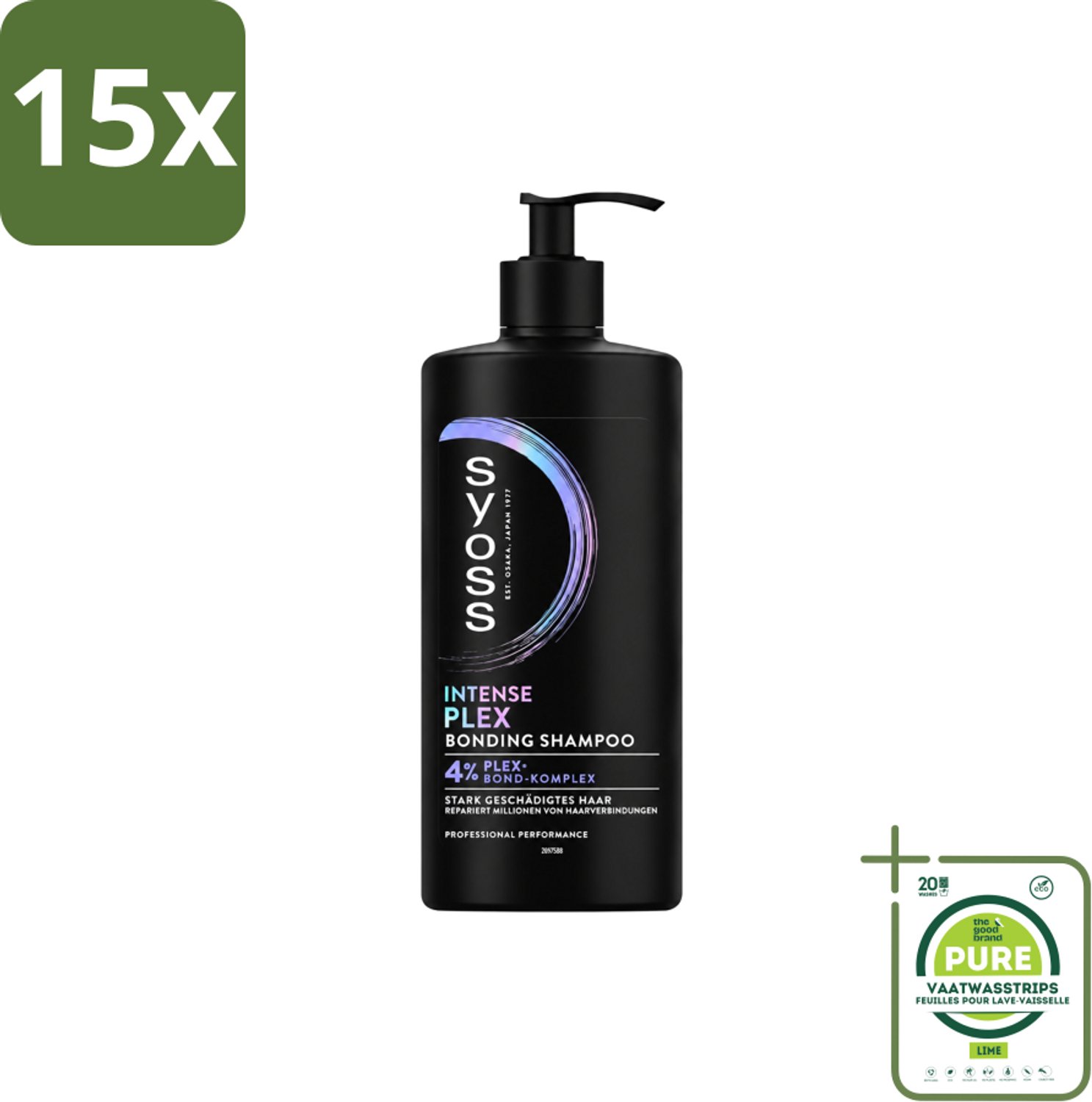 15 x Syoss – Shampoo – Intense Plex – 440 ml - Grootverpakking - Vaatwasstrips - Haarherstel - Haarversterking - Haarbescherming - Haarbreuk Verminderen - Chemisch Behandeld Haar