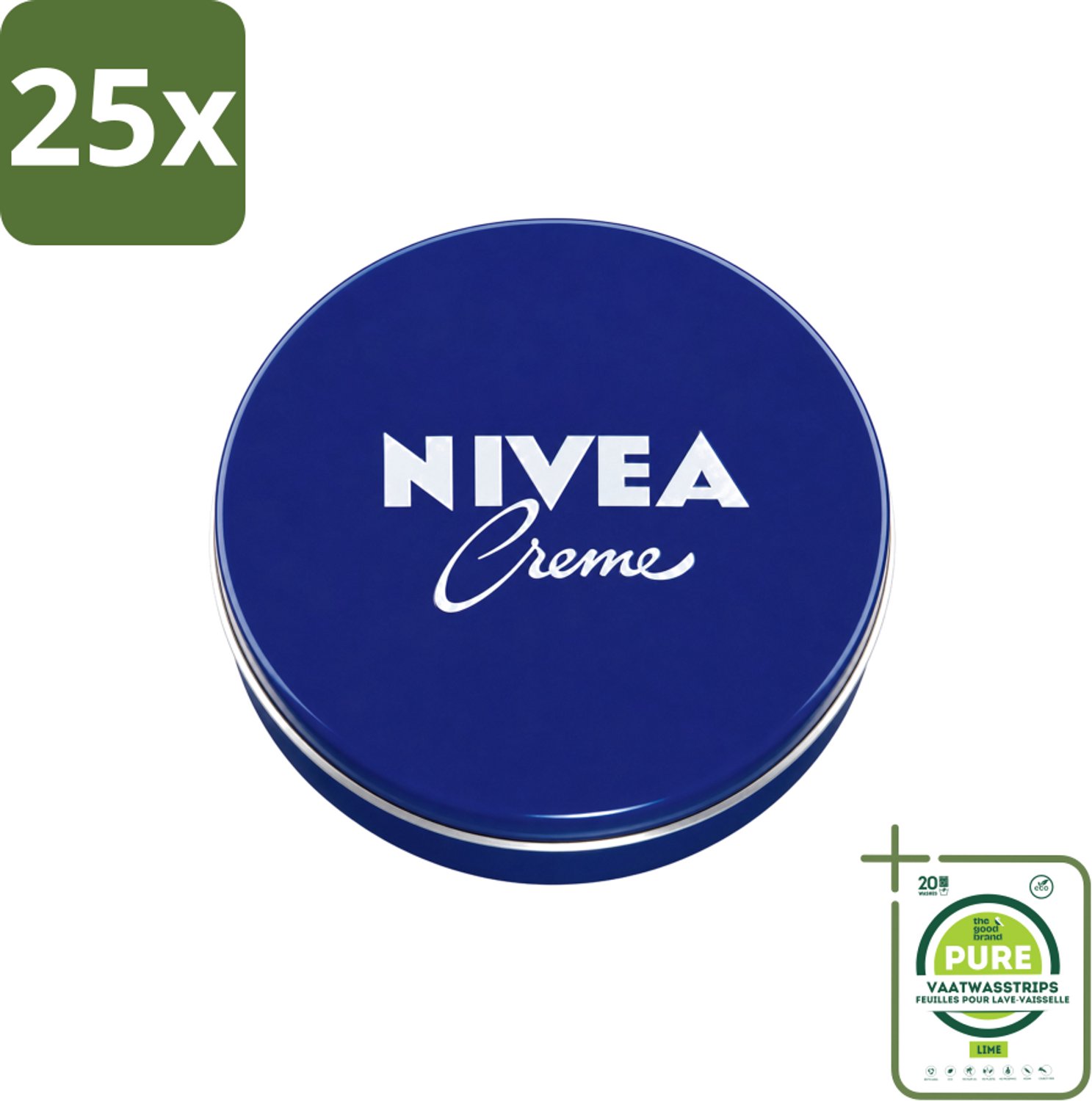 25 x Nivea – Crème – Voor Gezicht, Handen en Lichaam – 250 ml - Grootverpakking - Vaatwasstrips - Nivea Crème - Gezichtscreme - Handen Crème - Lichaamscreme - Hydratatie