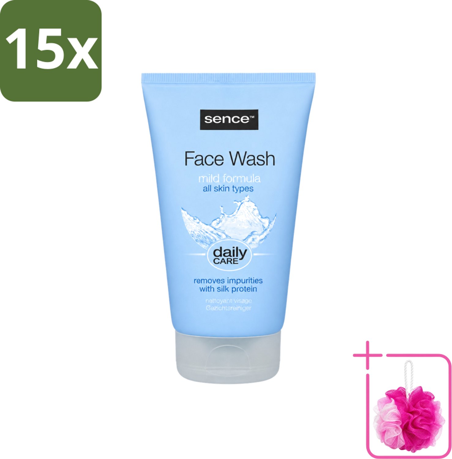 15 x Sence - Alle Huidtypes - Face Wash - Verfrissend - 150 ml - Bulkverpakking - Face wash - Douchemop - Huid reinigen