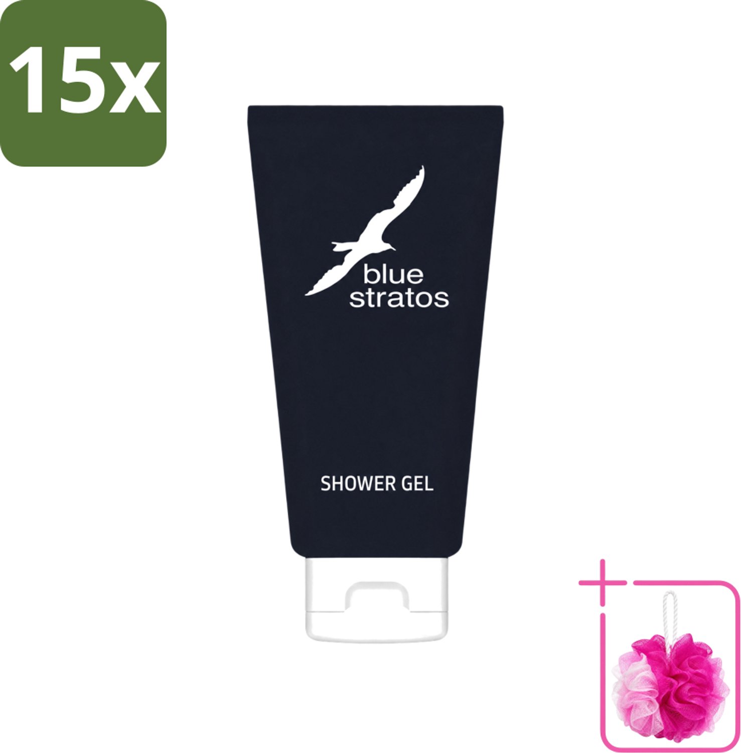 15 x Blue Stratos - Douchegel - Verfrissende Geur - 200 ml - Bulkverpakking - Douchegel - Douchemop - Frisse start