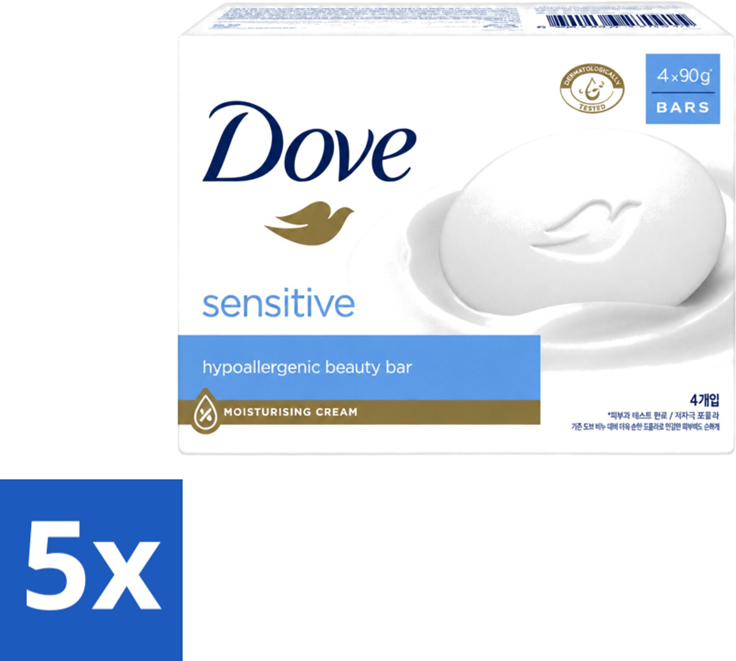 5 x Dove Zeep - Sensitive 4 x 90 gr. - Voordeelverpakking - 5 stuks
