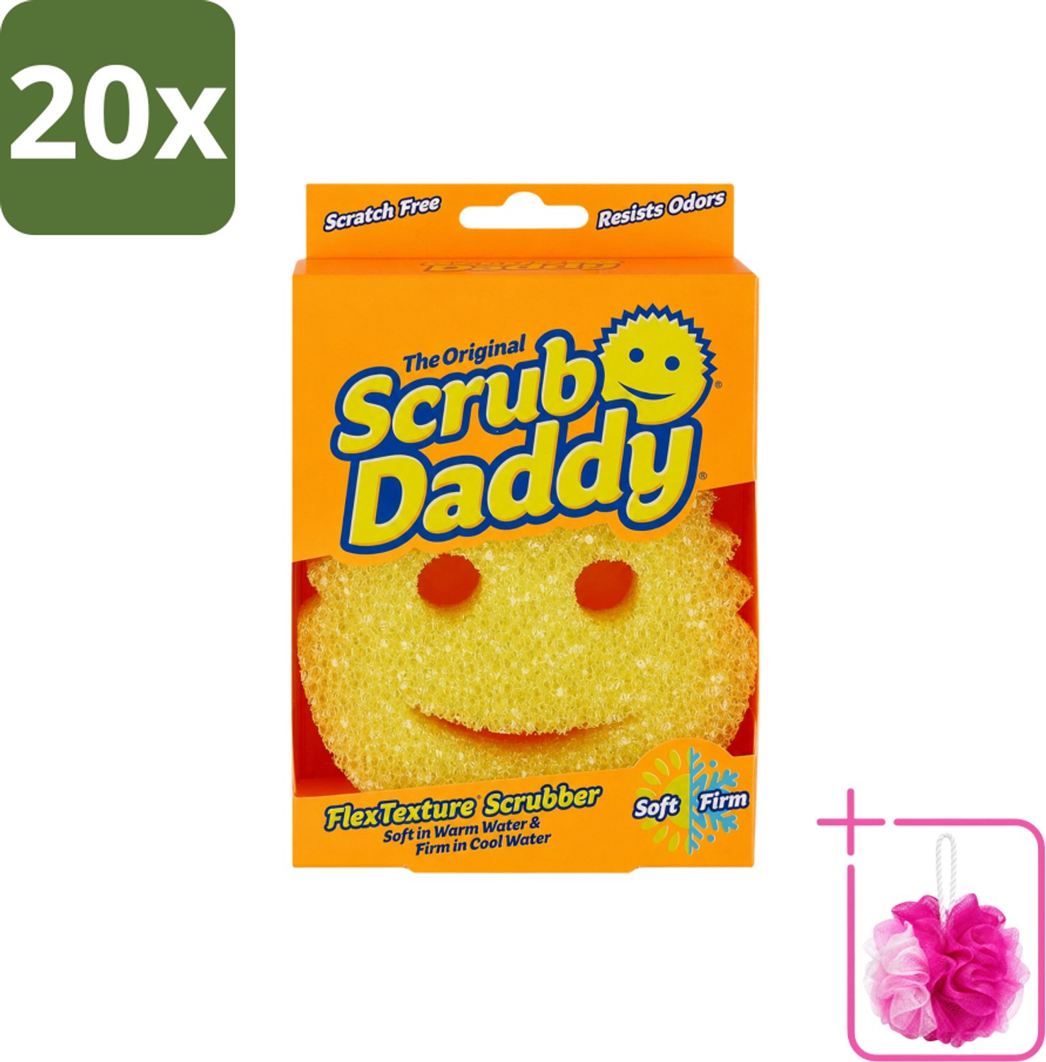 20 x Scrub Daddy - Spons - Veranderende Textuur - 1 Spons - Bulkverpakking - Schoonmaken - Douchemop - Vaat schoonmaken