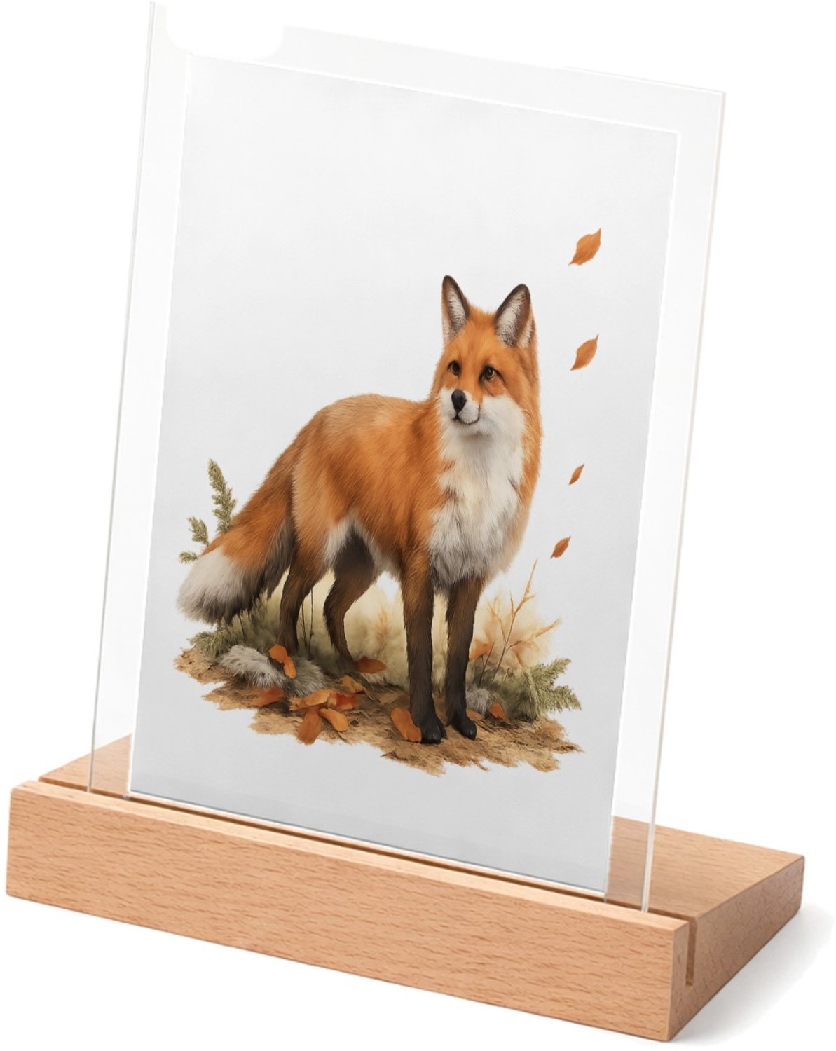 Mr Cadeautjes Glasframe met vaste tekst - design Sfeervolle bosavond met een enkele sterke hoofdfiguur en war | cadeau Wit
