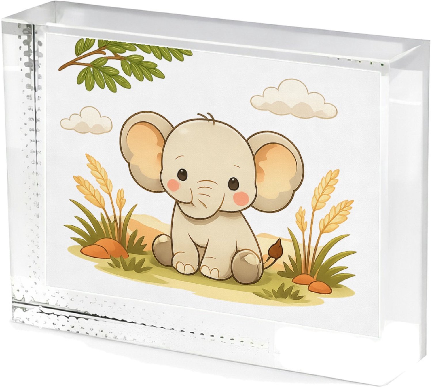 Mr Cadeautjes Fotokristal Vriendelijke savanne-wereld met één centraal dier en botanis - glas, 8 x 6 cm - kristallen | cadeau Wit