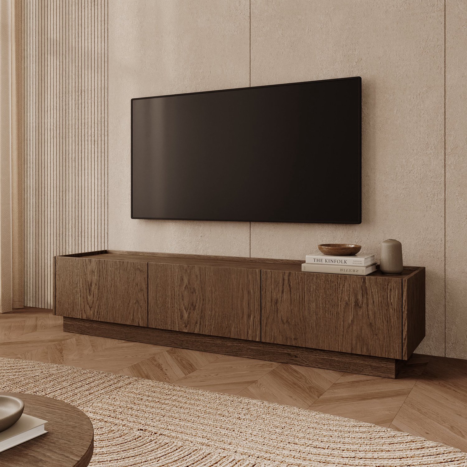 MEUBELLA Delven - TV-Meubel - Walnootpatroon - 170x40x37 cm Bruin