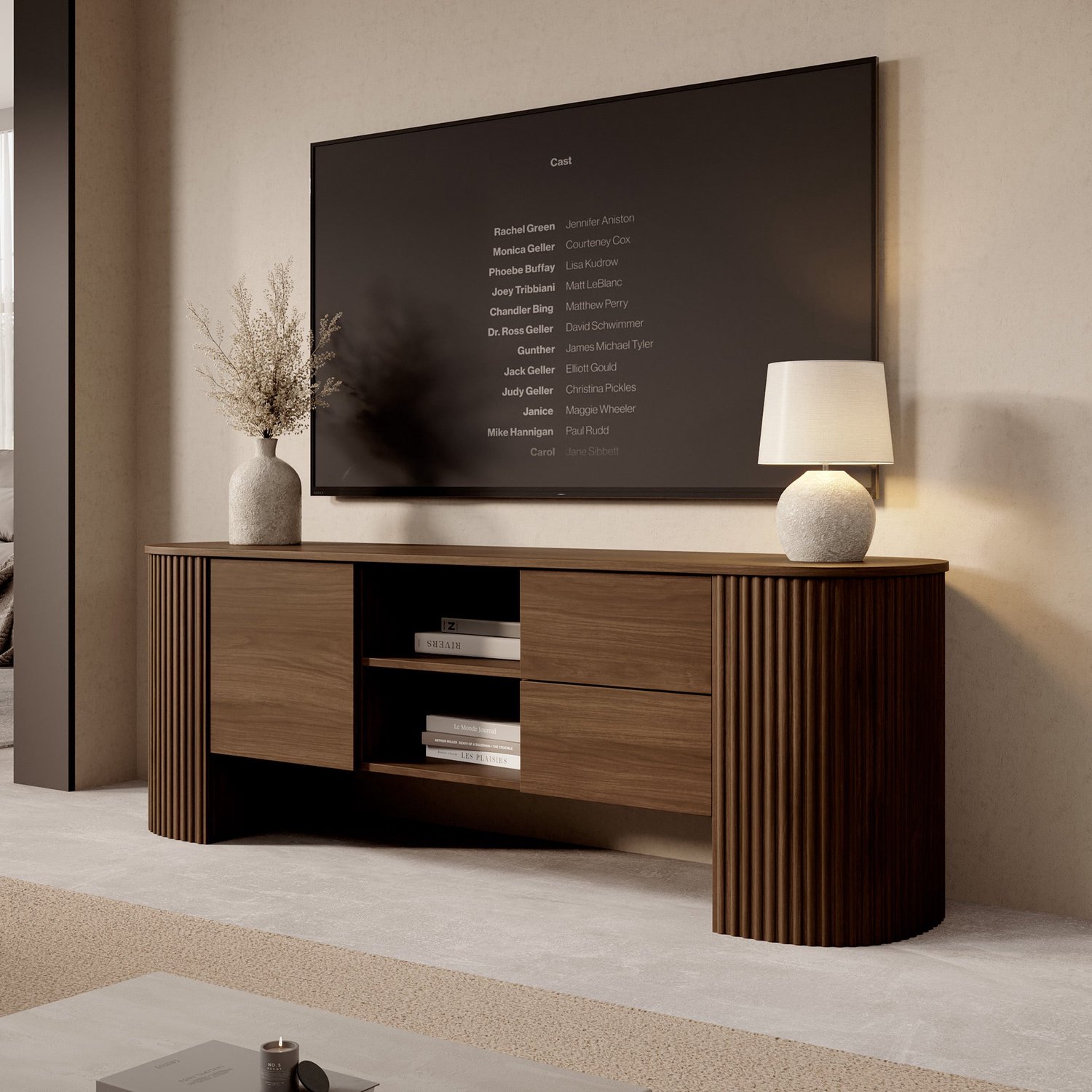 MEUBELLA Cirello - TV-Meubel - Walnootpatroon - 180x45x60 cm Bruin