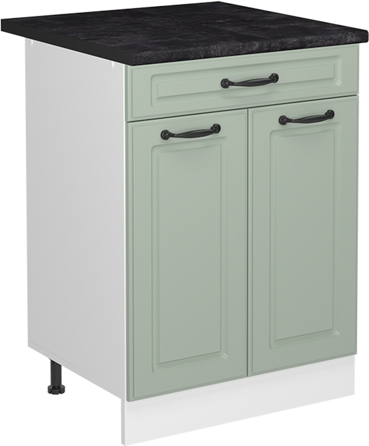 Vicco Keukenonderkast R-Line, Mint landelijk/Wit, 60 cm met lade antraciet werkblad