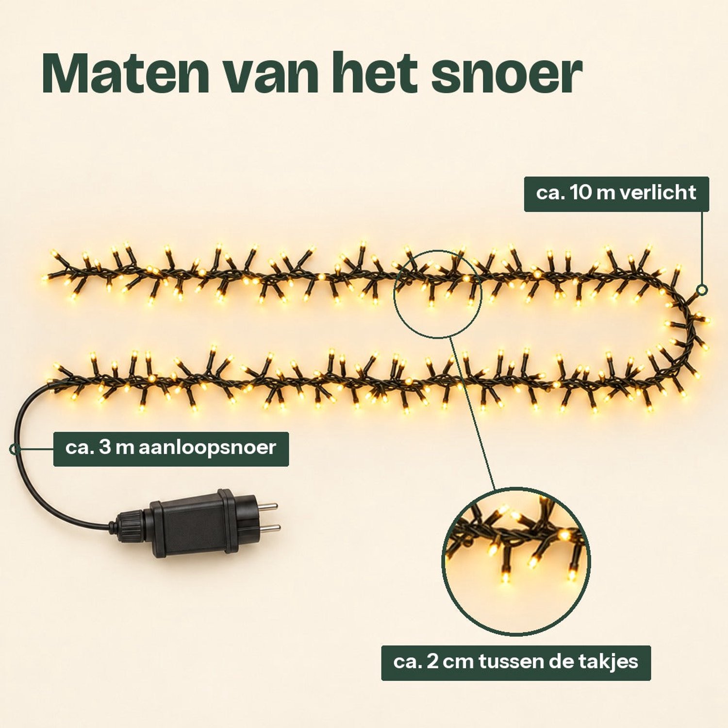 Levano Kerstverlichting Buiten 560 LED 10 m Extra Warm Wit - Kerstversiering - Lichtsnoer Buiten - Kerstlampjes - Kerstboomverlichting - Lichtslinger - Kerstlichtjes - Clusterverlichting - Kerstverlichting Binnen - LED Lichtjes - Micro Cluster – foto 4