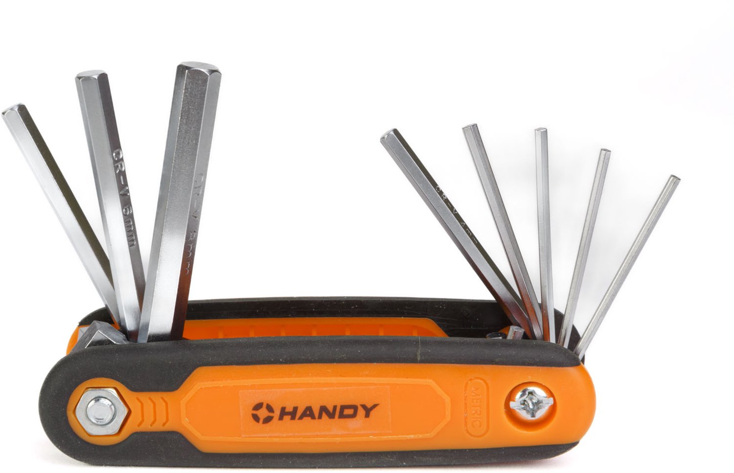 Handy Inbussleutelset Opvouwbaar - 8-Delig (1,5/2/2,5/3/4/5/6/8 mm) - Antislip Handgreep - Staal - Oranje/Zwart [10858C]