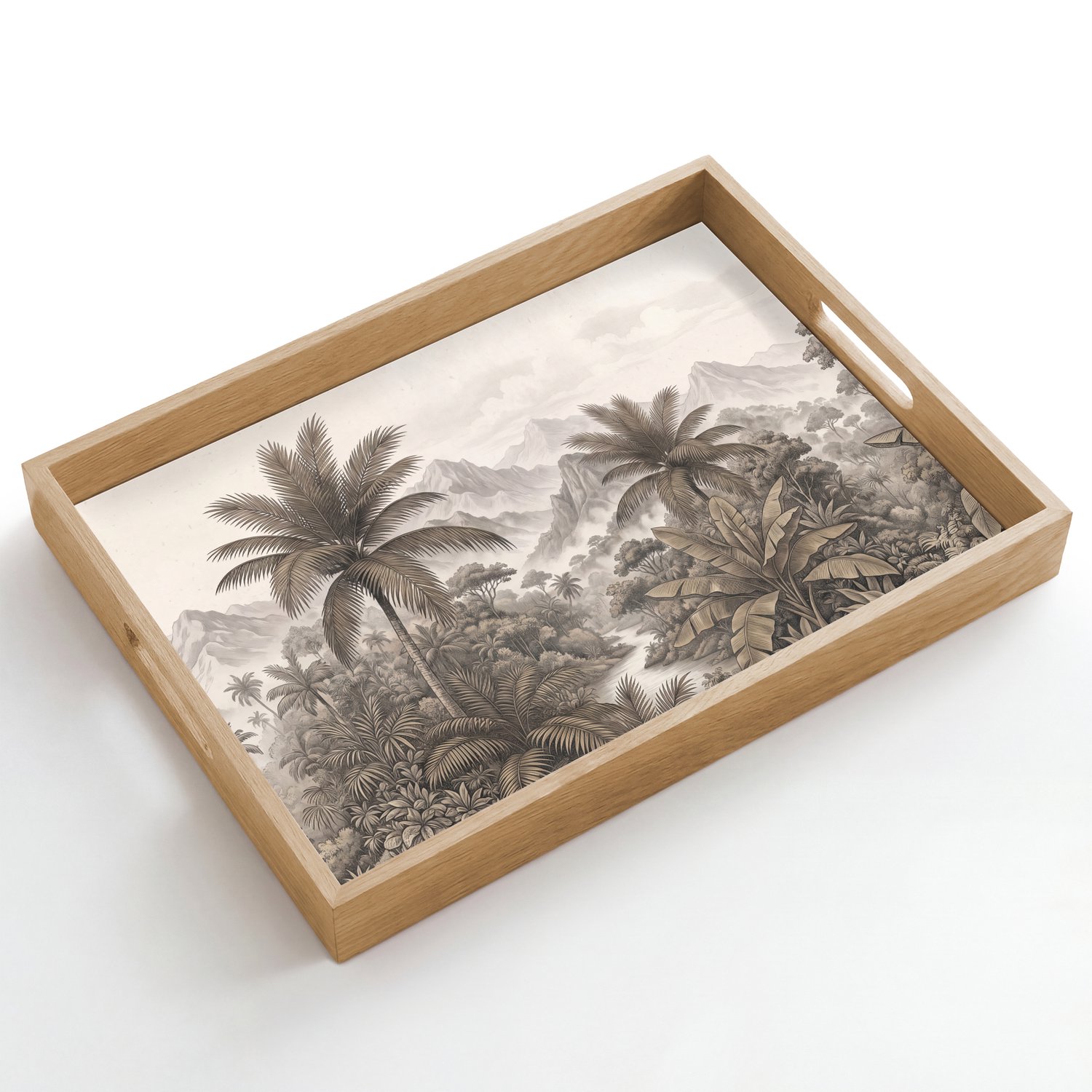 Dienblad hout 50x35 cm - Schootdienblad - Natuur - Bergen - Rivier - Tropisch - Vintage - Borrelplank rechthoek - Plateau dienbladen