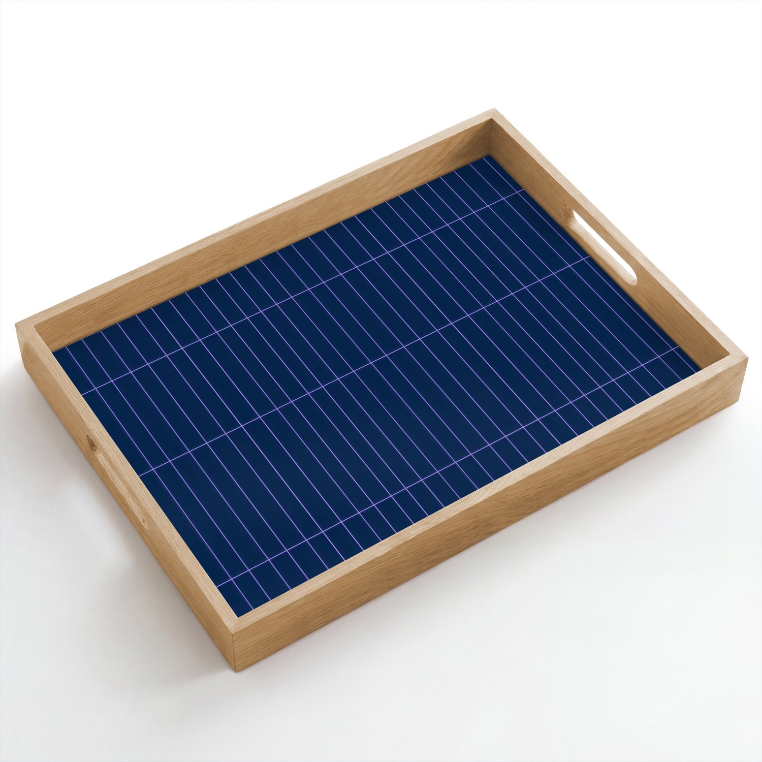 Dienblad hout 50x35 cm - Schootdienblad - Tegels - Langwerpig - Blauw - Borrelplank rechthoek - Plateau dienbladen
