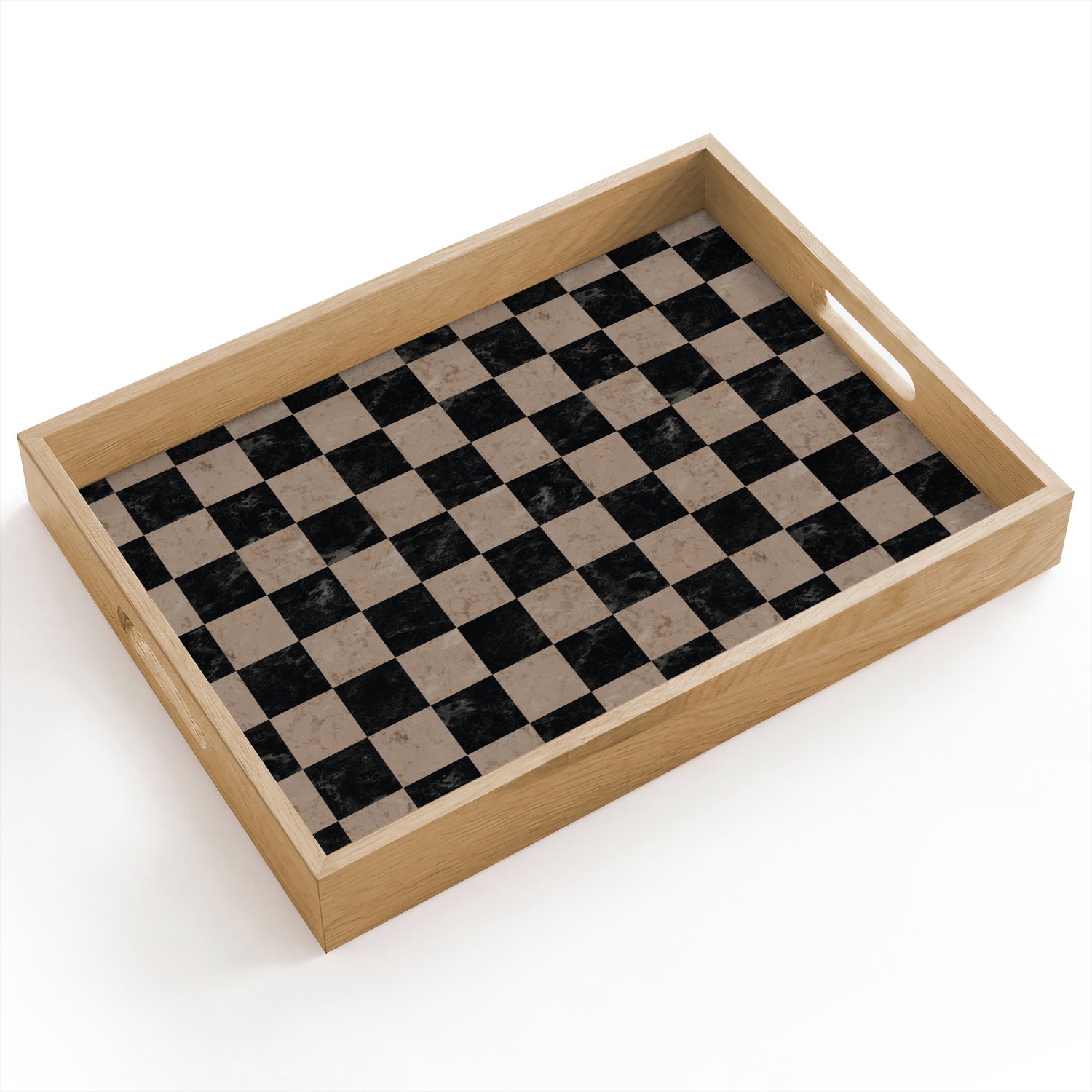 Dienblad hout 40x30 cm - Schootdienblad - Patroon - Dambord - Marmer - Borrelplank rechthoek - Plateau dienbladen