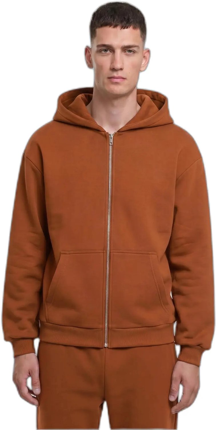 Hooded sweatshirt met rits Urban Classics Rustred