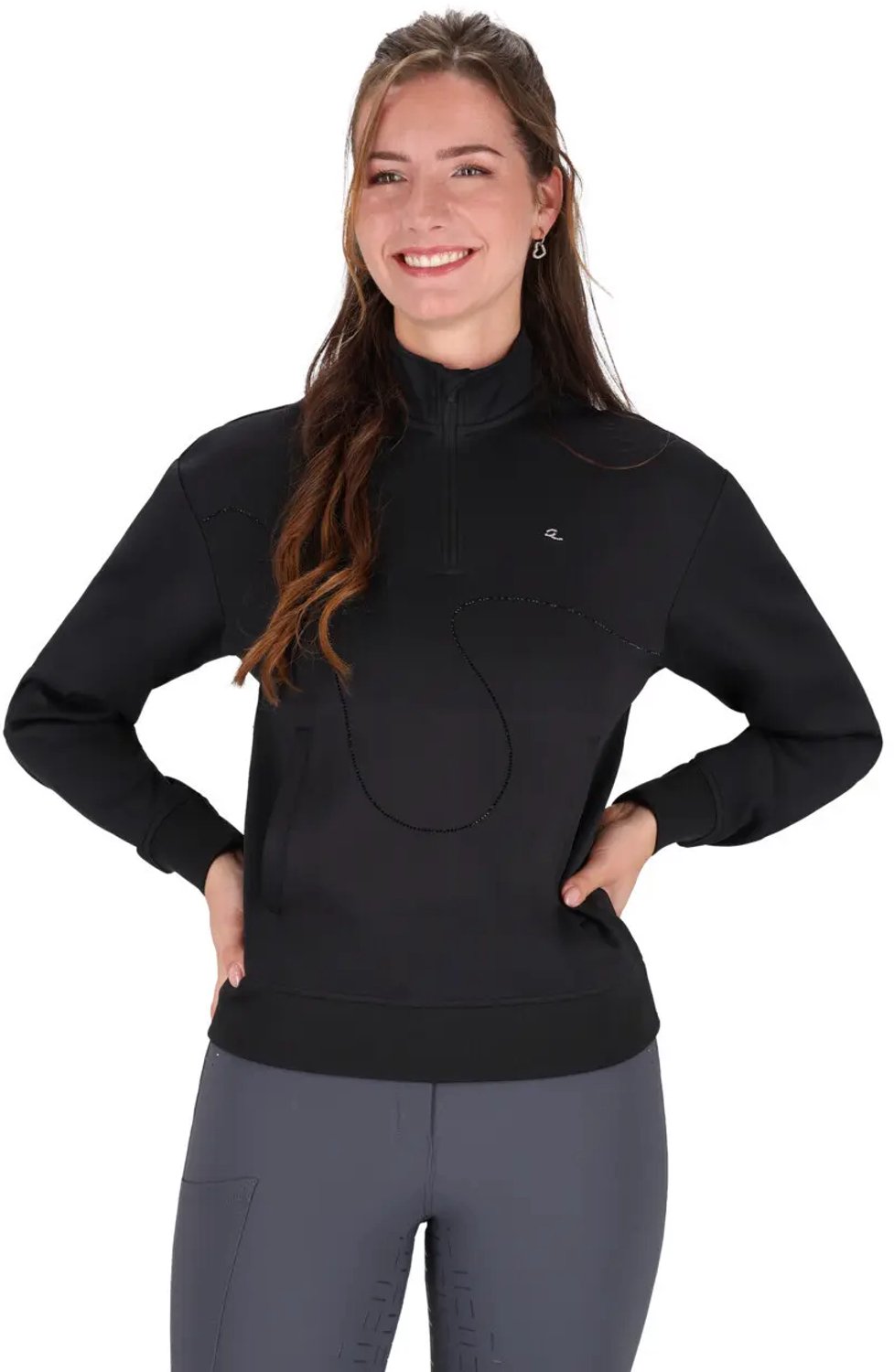 Dames 1/2 zip pullover QHP Livora Zwart