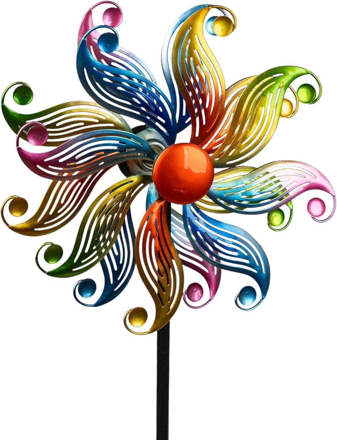 Windrad 25 cm - metalen bloem - geluidsloos draaien - sfeervolle tuindecoratie - Luxento