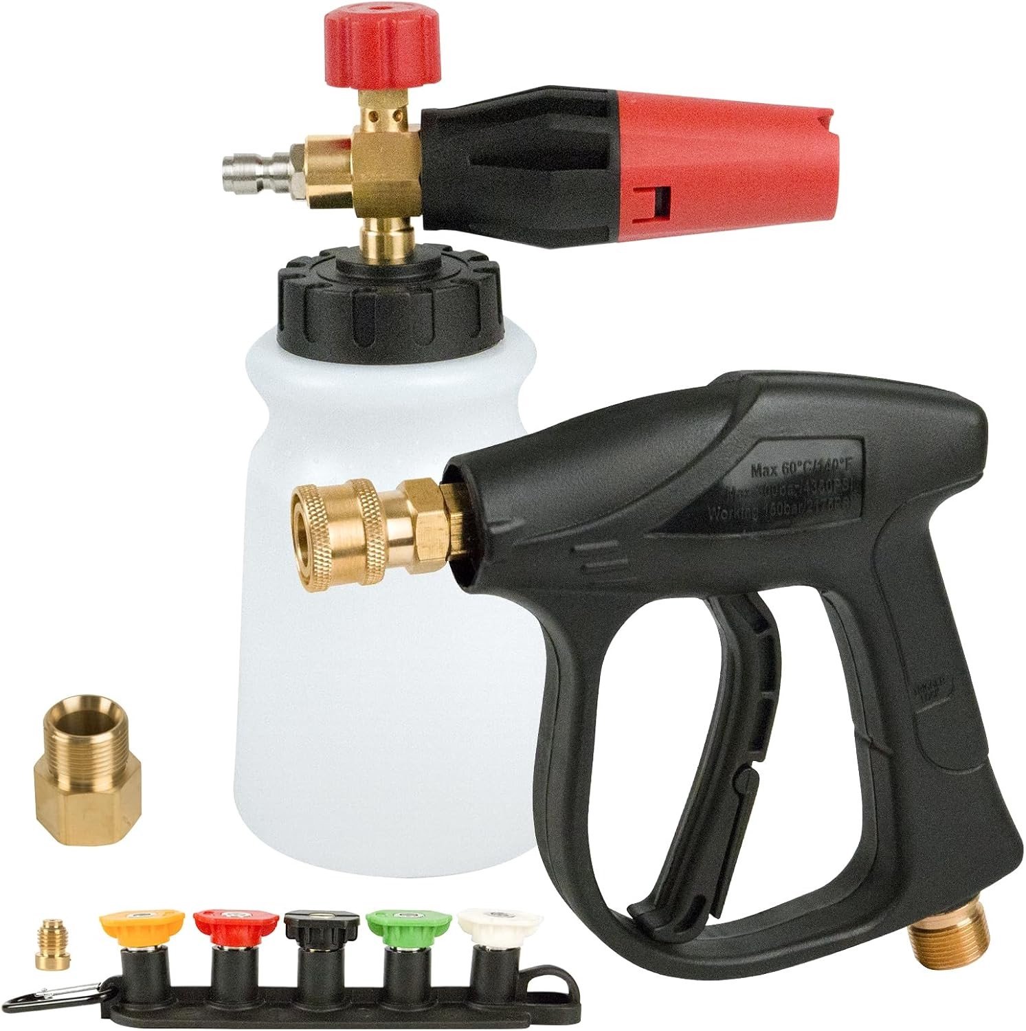Krachtige Foam Cannon voor Hogedrukreiniger, 3000 PSI Was Kit met 5 Spuitmonden voor Dieptereiniging