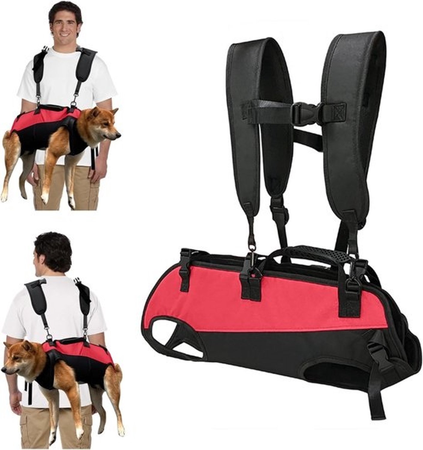 PETCUTE-rugzak voor kleine en grote honden - Verstelbaar harnas met handvat voor grote honden - Houder voor gewonde oudere honden, geschikt voor honden van 7,5 tot 15 kg