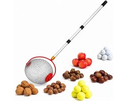Appelverzamelaar - Zilver-Rood - 48-105 cm - Telescoopsteel met Ovale Oogstmand - Voor Fruit en Noten