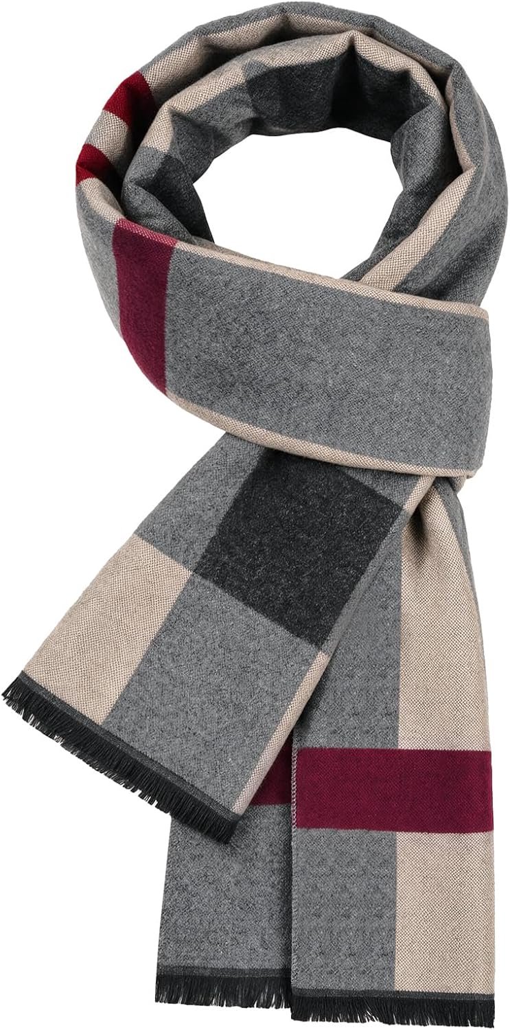Sjaal voor heren, winter, geruit, elegant, zacht, warm, klassieke herensjaal, tartanpatroon, lange wintersjaal voor mannen