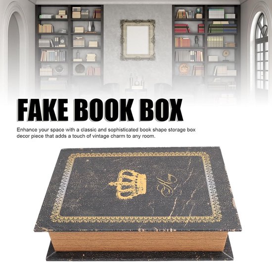 Boekendoos, Vintage Boekvorm, Opbergdoos, Grote Inhoud, Kunstboek Doos, Europese Stijl Houten Boekendoos, Decoratief — afbeelding 4