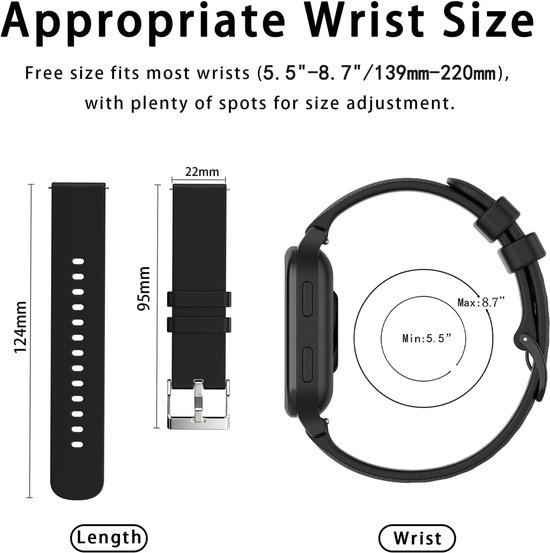 Harikiri Horlogebandje voor Popglory P66,22mm Siliconen Band voor Nerunsa P66D,Donerton T50S/T50H,TOOBUR/ENOMIR/Yoever/Gydom/Poounur/RUIMEN IDW13/IDW16/IDW18/IDW19/BW0/LW51/LW11/LW83 — afbeelding 4