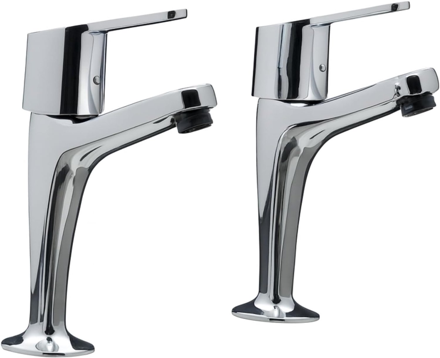 PHG S12 keukenkraanpaar met hoge hals - Chromen wastafelpijlerkranen, hendelgrepen, UK sanitair - ShopVlot