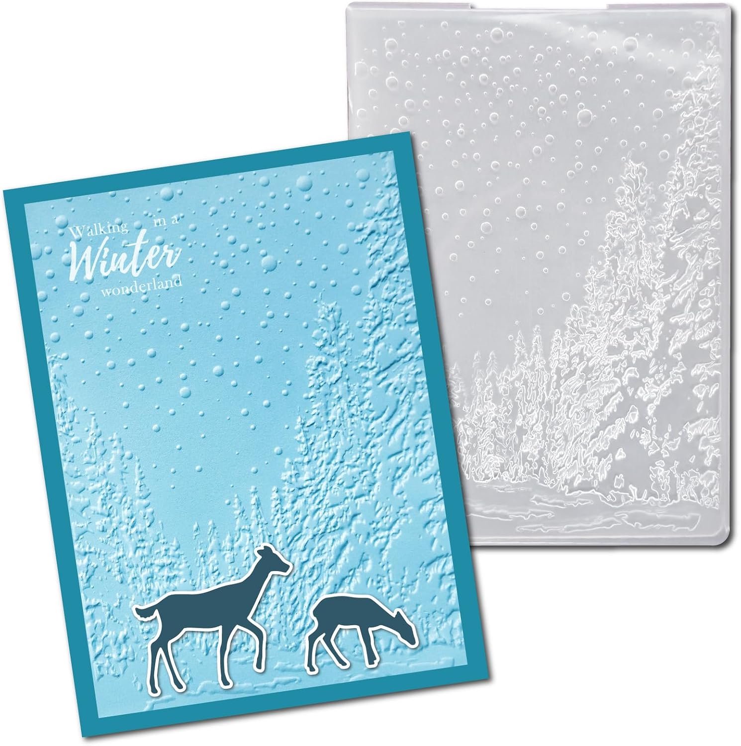 3D Wintery Woodland Plastic Embossing Mappen voor Kerstkaarten Maken of Journaling Bos met Sneeuwval Embossing Map voor Gift Tag Papier Crafting Home Decoratie 5 "x 7"