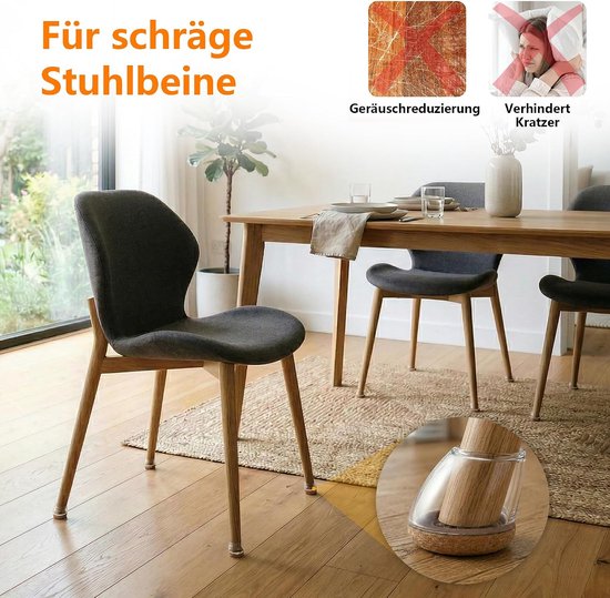 24 stuks ronde stoelpootdoppen, stoelpootbeschermers voor schuine stoelpoten 15°-25°, viltglijders voor stoelen van 14-19 mm, siliconen stoeldoppen, vloerbescherming voor houten vloeren, transparant — afbeelding 5