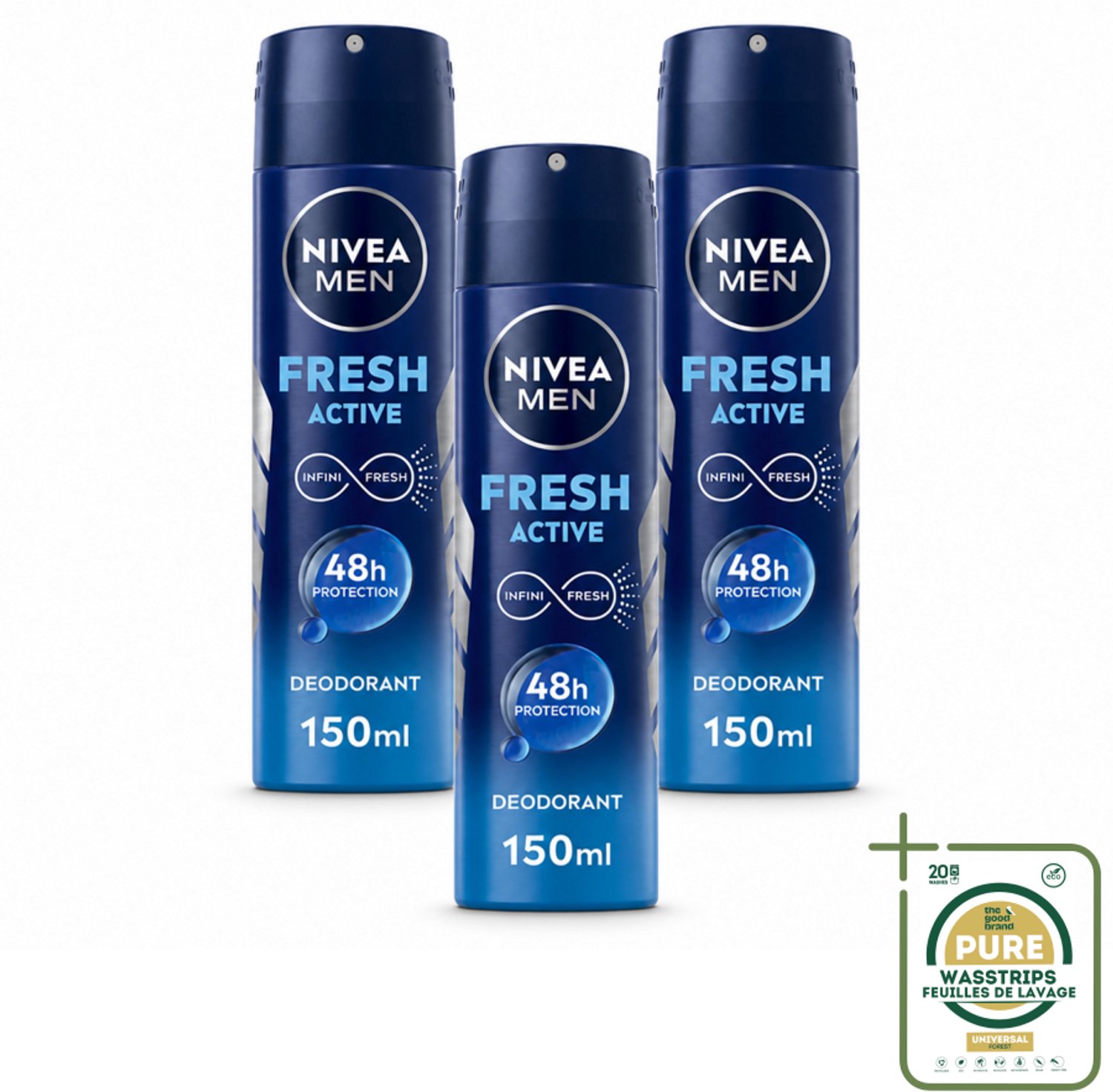3 x NIVEA MEN - Deodorant Spray - Fresh Active - 150 ml - Frisheid - Zweetbestendig - Deodorant Spray - 48 Uur Bescherming - Huidvriendelijk