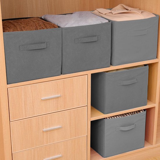 Set van 4 opvouwbare opbergdozen, 28 x 28 x 28 cm, opbergkubus, vouwdoos, organizer box voor speelgoed, kleding — afbeelding 3